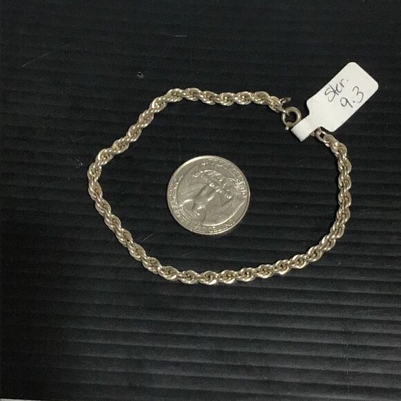 Vintage sterling, silver rope, bracelet, 8 inches - Picture 1 of 5